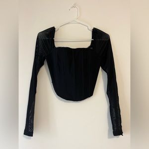 Princess Polly Black Ribbed Corset Top